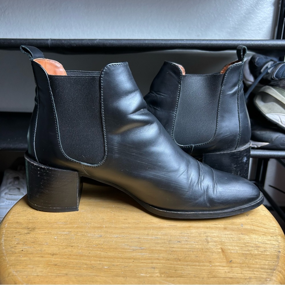 Everlane The Heels Black Leather Pointed Ankle Boots View 6